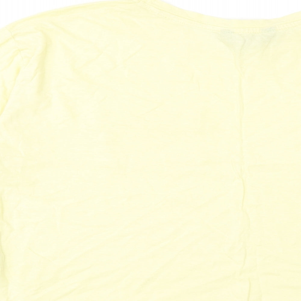 New Look Womens Yellow Cotton Basic T-Shirt Size 8 Boat Neck