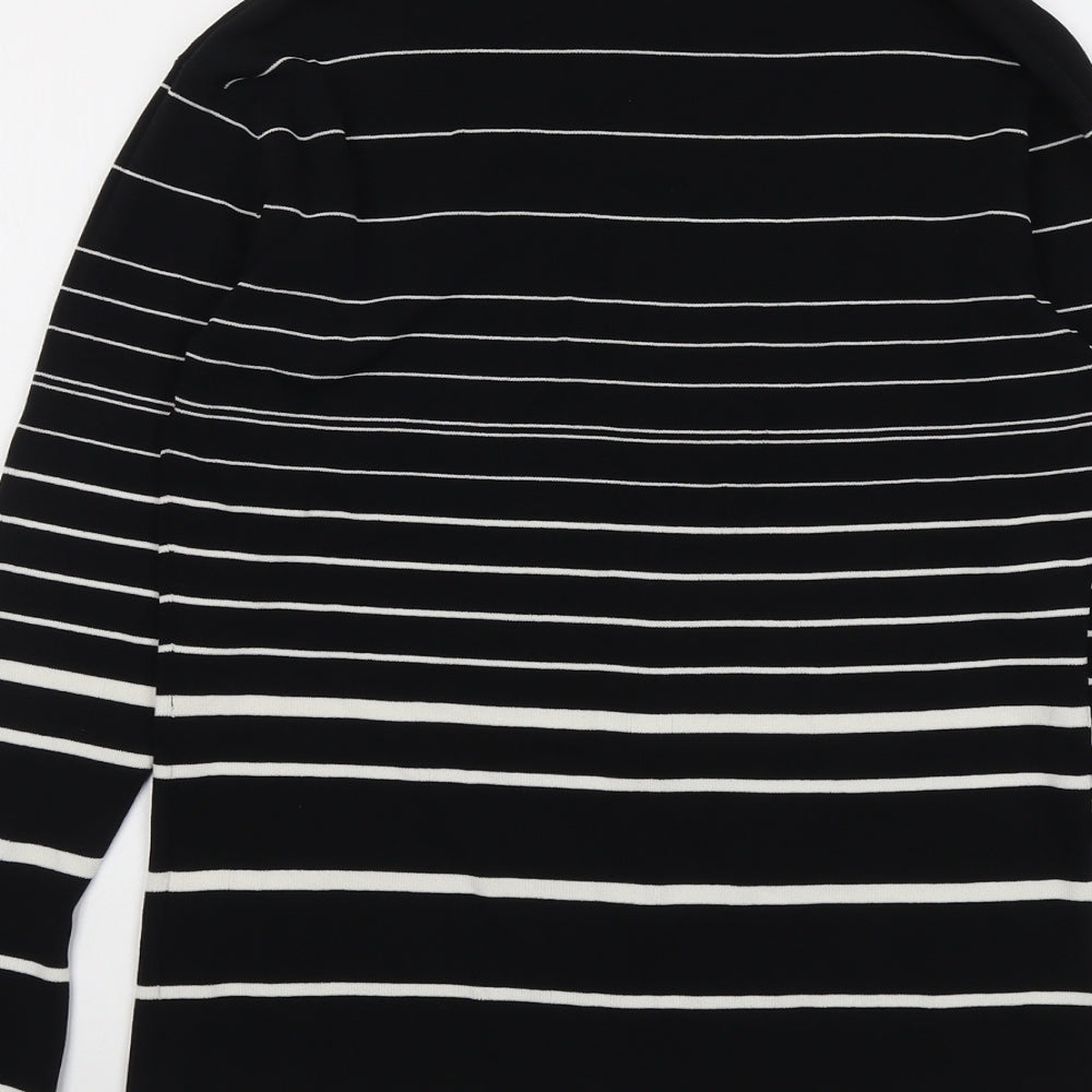 Wallis Womens Black Roll Neck Striped Viscose Pullover Jumper Size 18