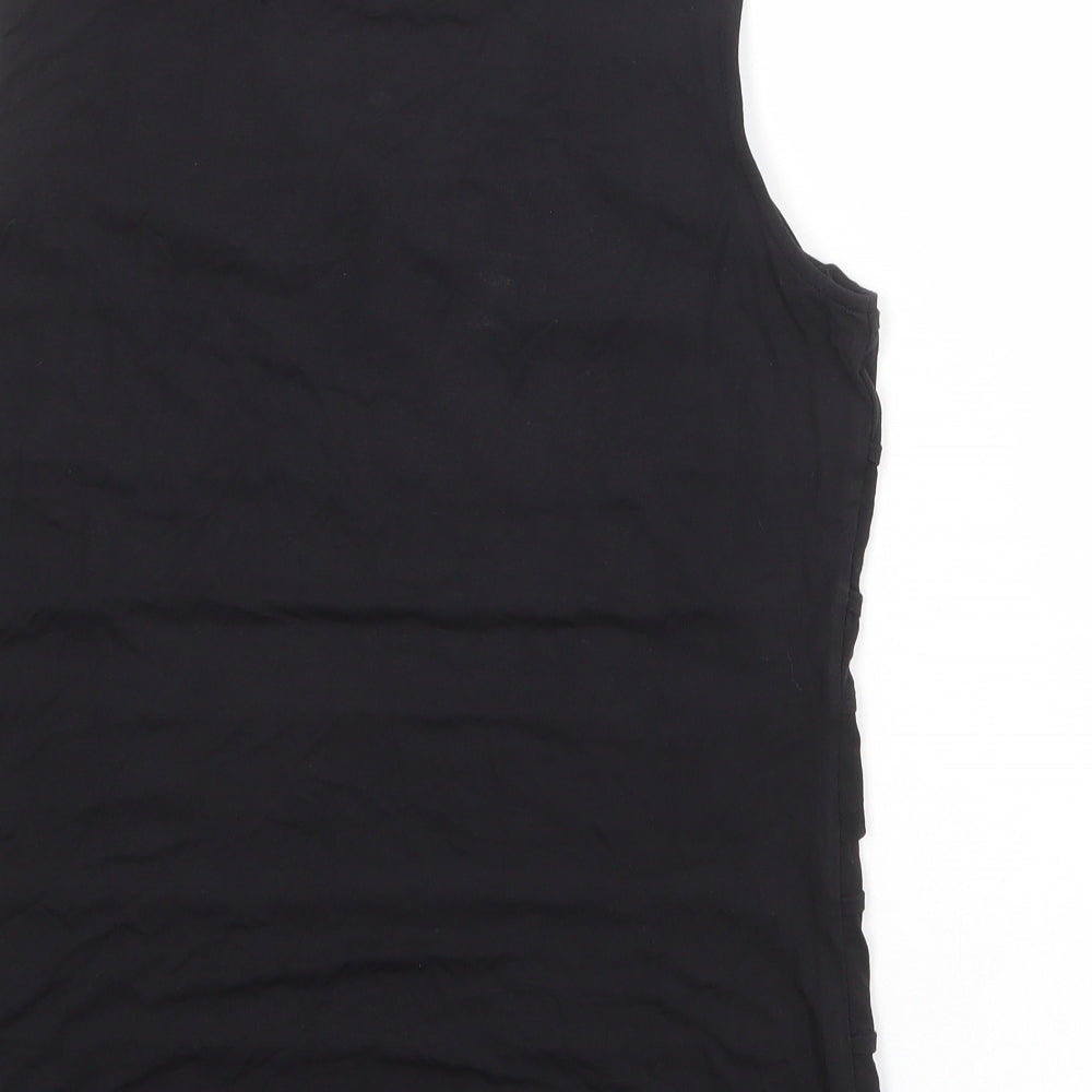 Per Una Womens Black Viscose Basic Tank Size 14 Boat Neck