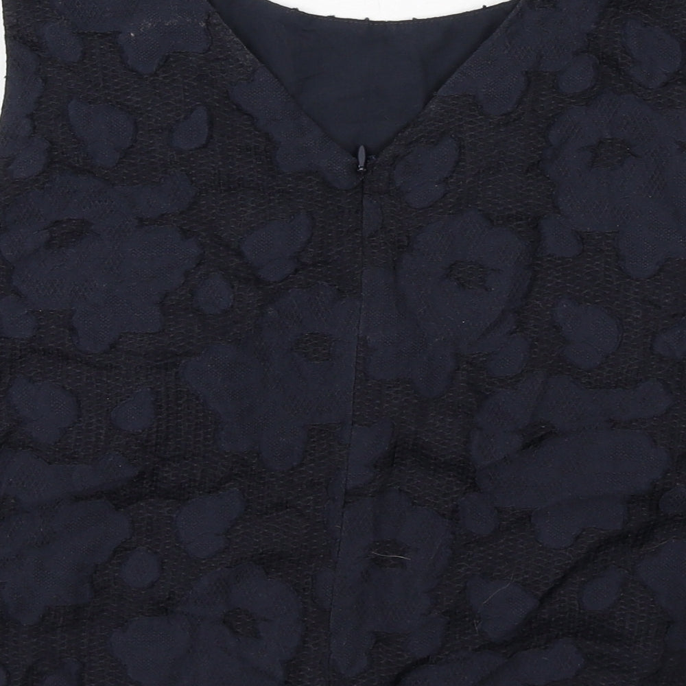 Marks and Spencer Womens Blue Geometric Cotton Basic Tank Size 12 Round Neck