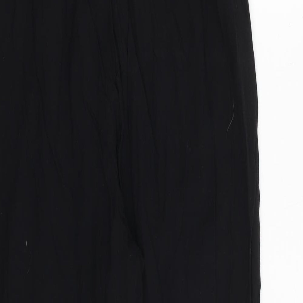 PRETTYLITTLETHING Womens Black Viscose Trousers Size 8 Regular Tie