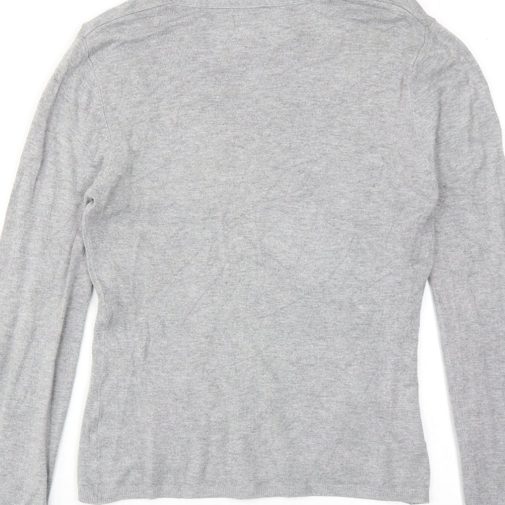 Zara Womens Grey V-Neck Viscose Cardigan Jumper Size M
