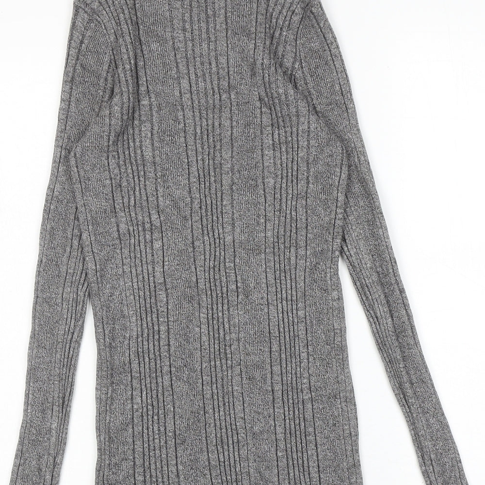 Marks and Spencer Womens Grey High Neck Viscose Pullover Jumper Size 12