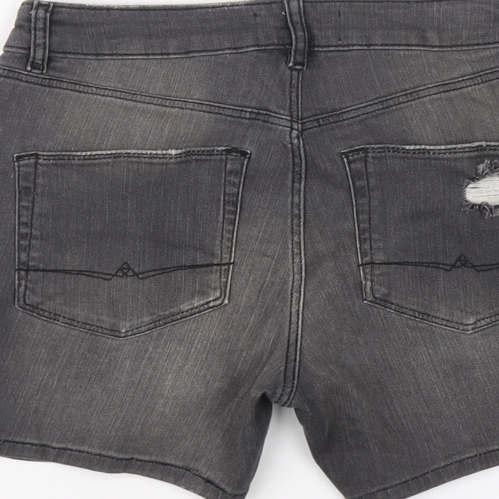 ASOS Womens Grey Cotton Hot Pants Shorts Size 26 in L4 in Regular Button - Distressed
