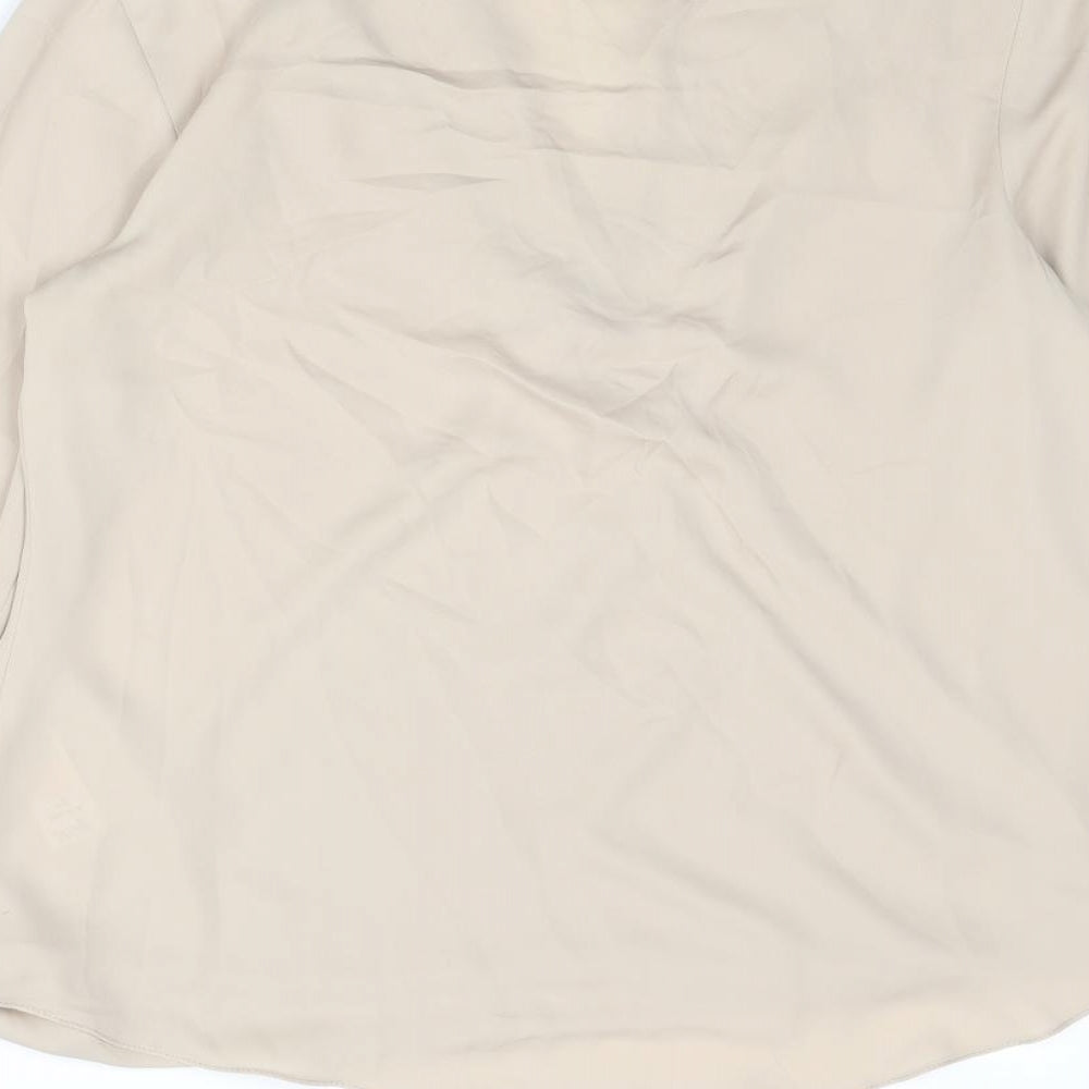 Wallis Womens Beige Polyester Basic Blouse Size S V-Neck