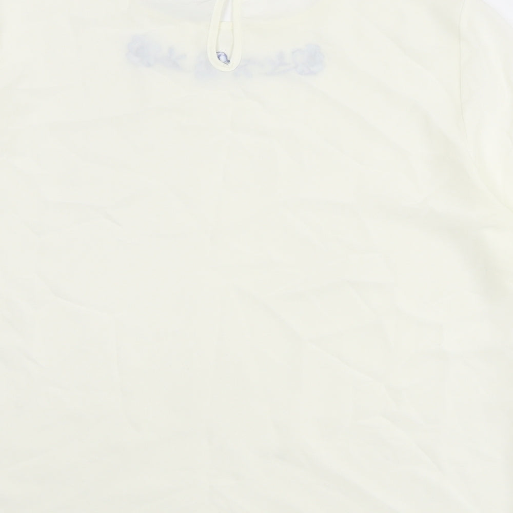 Jamie Oliver Womens White Polyester Basic T-Shirt Size 14 Round Neck - Flower