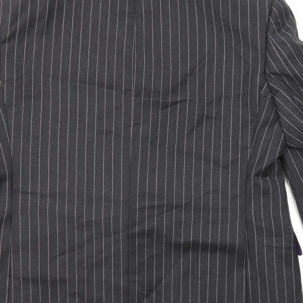 Marks and Spencer Mens Grey Striped Wool Jacket Suit Jacket Size 42 Regular