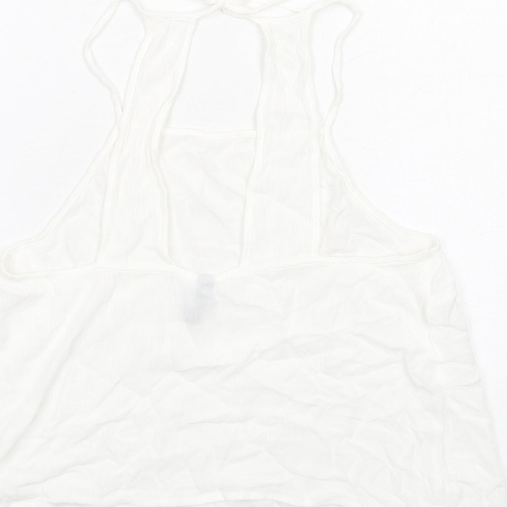 H&M Womens White Viscose Basic Tank Size 12 Square Neck