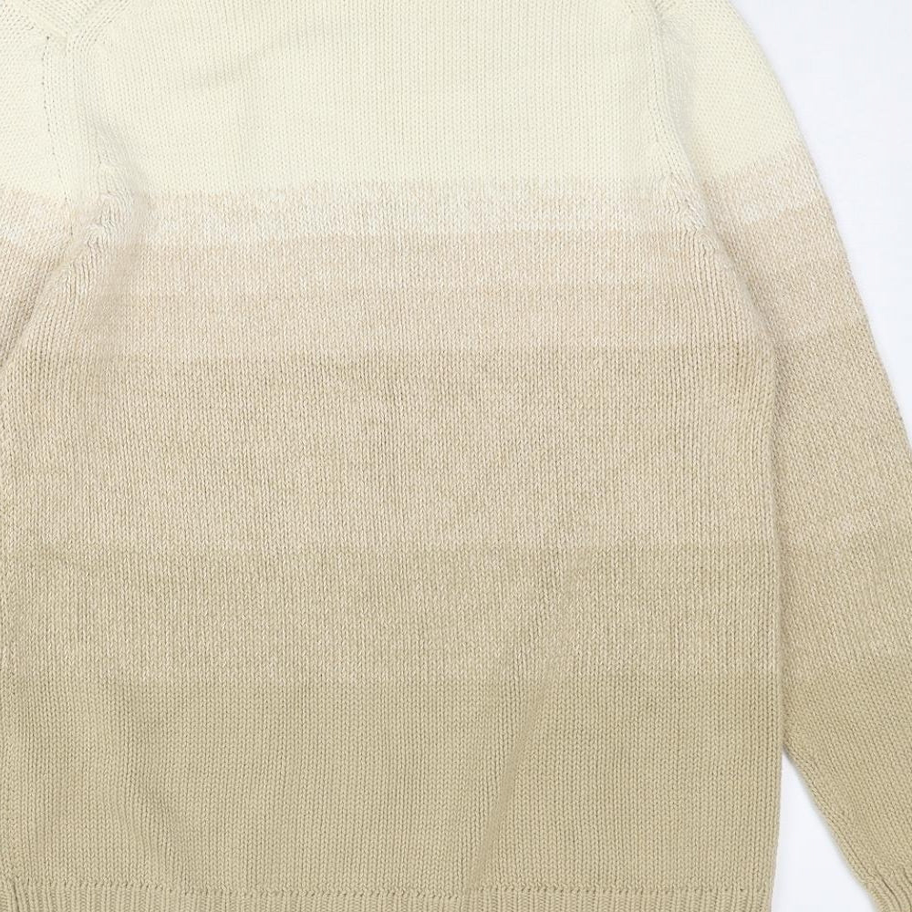 St Michael Womens Beige Roll Neck Cotton Pullover Jumper Size 12