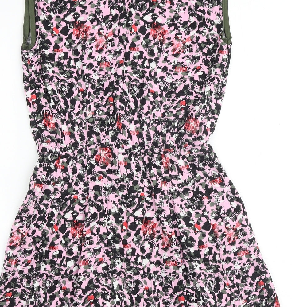 Zadig & Voltaire Girls Multicoloured Geometric Viscose A-Line Size 12 Years V-Neck Zip