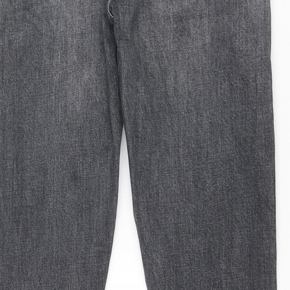 River Island Mens Grey Cotton Straight Jeans Size 26 in Slim Zip