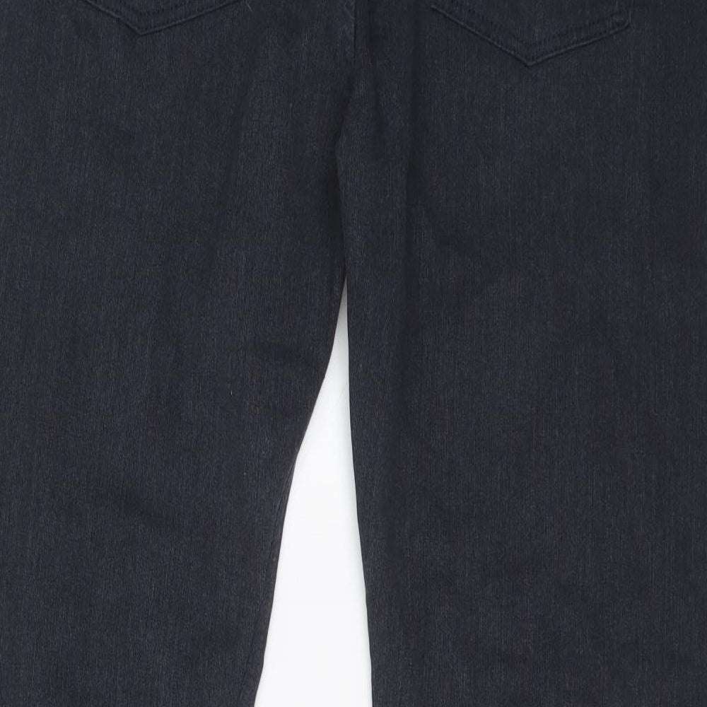 Marks and Spencer Womens Blue Cotton Trousers Size 38 L31 in Regular Button