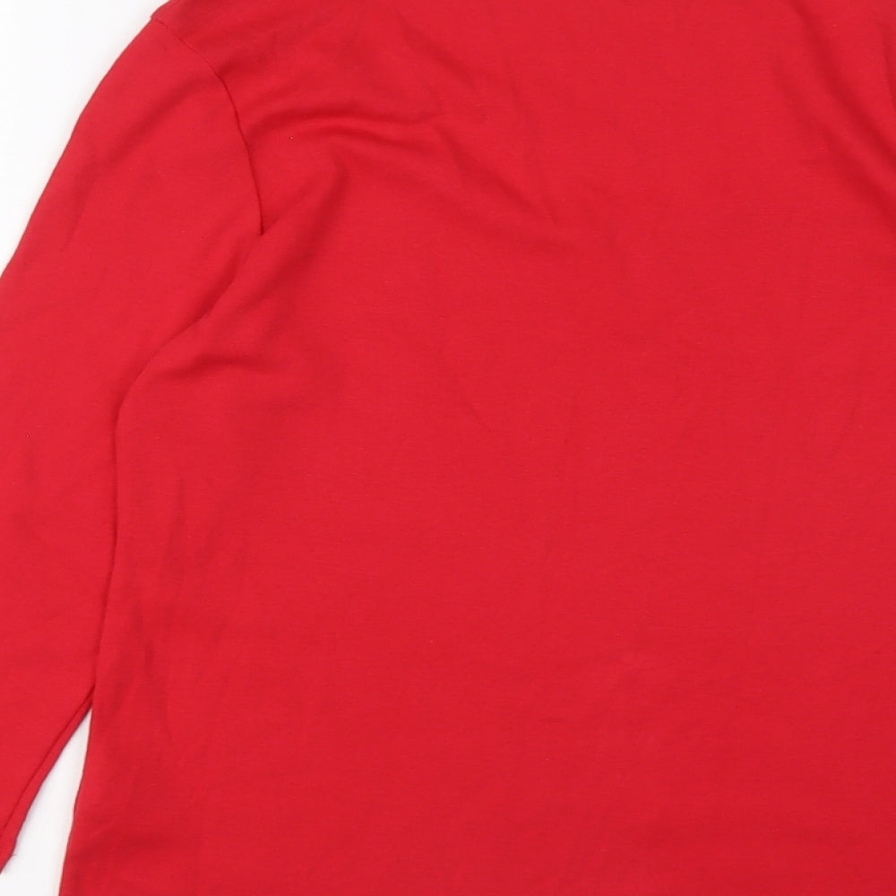 Marks and Spencer Womens Red Cotton Basic Blouse Size 14 Round Neck