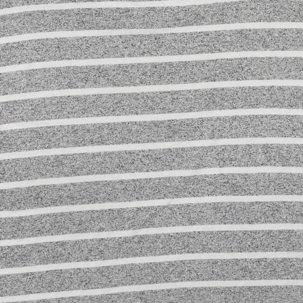 Marks and Spencer Womens Grey Round Neck Striped Viscose Pullover Jumper Size 14 Pullover