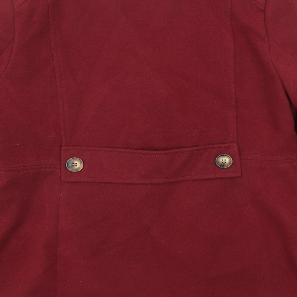 Debenhams Womens Red Pea Coat Coat Size 14 Button