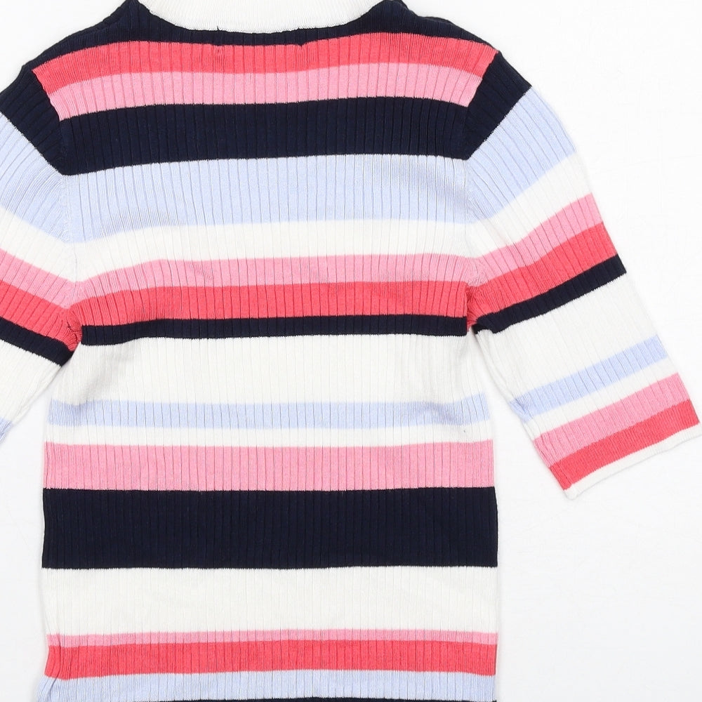 Marks and Spencer Womens Multicoloured Round Neck Striped Viscose Pullover Jumper Size 10