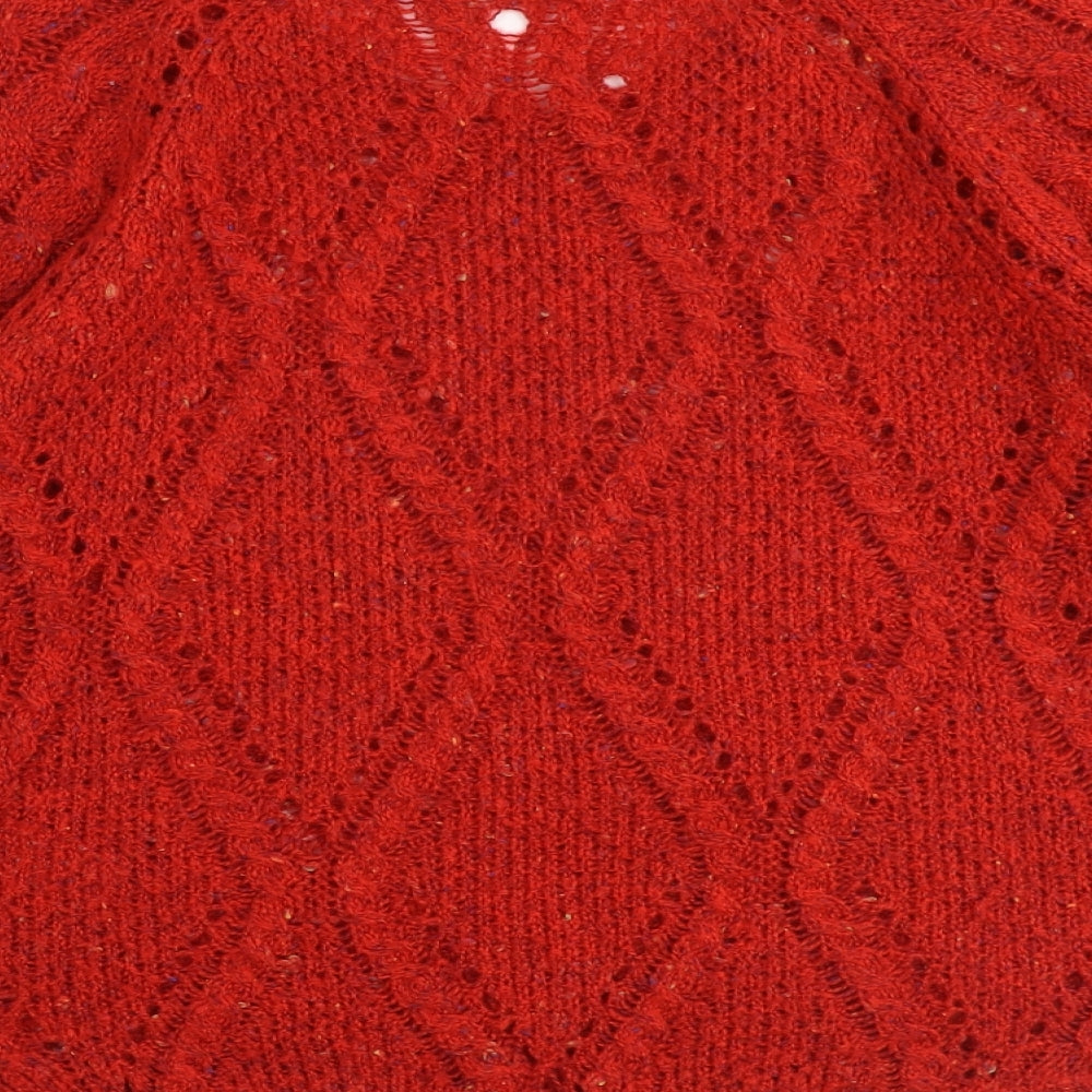 Indigo Womens Red Round Neck Acrylic Pullover Jumper Size 14
