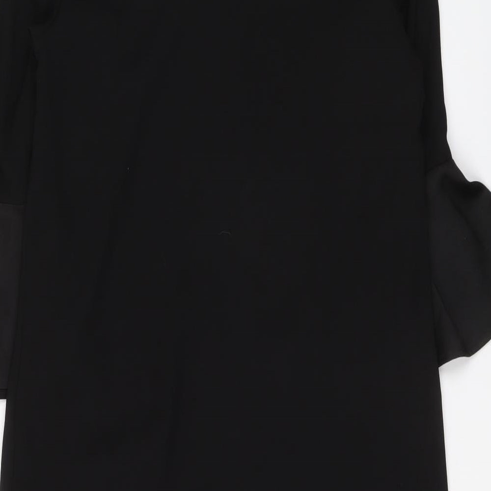Marks and Spencer Womens Black Polyester A-Line Size 10 Round Neck Zip