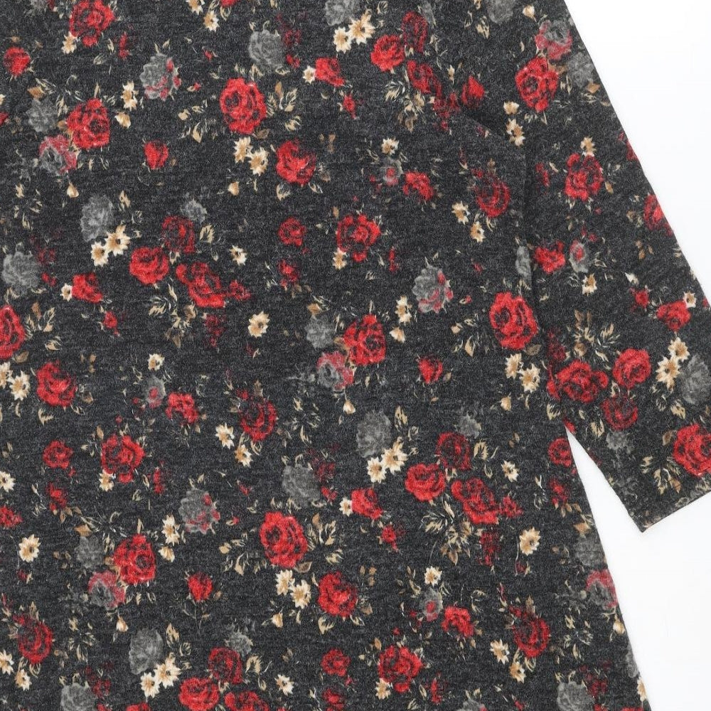 CULTURE Womens Multicoloured Round Neck Floral Acrylic Tunic Jumper Size 14