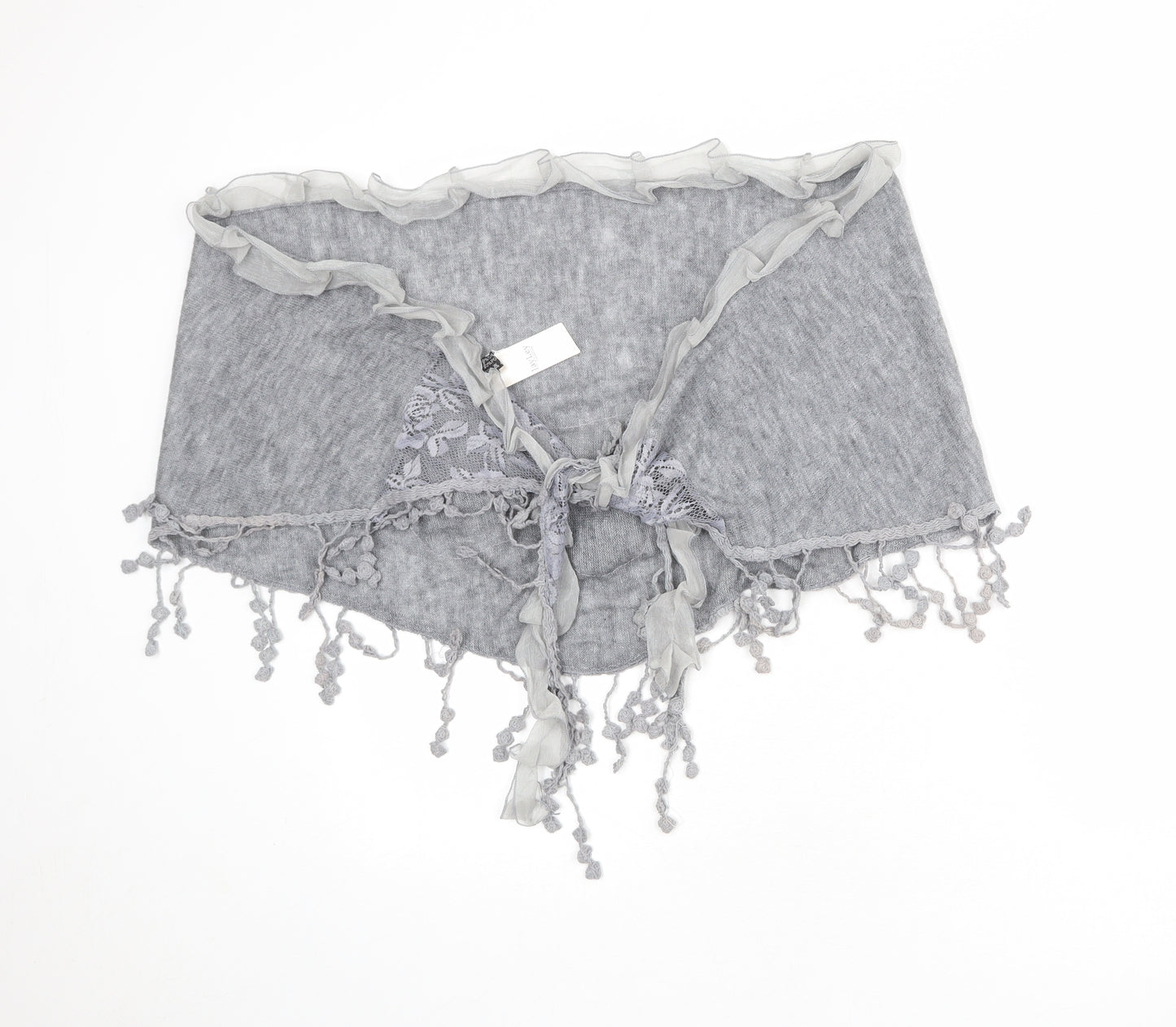 JayLey Womens Grey Silk Shawl/Wrap - Flower detail