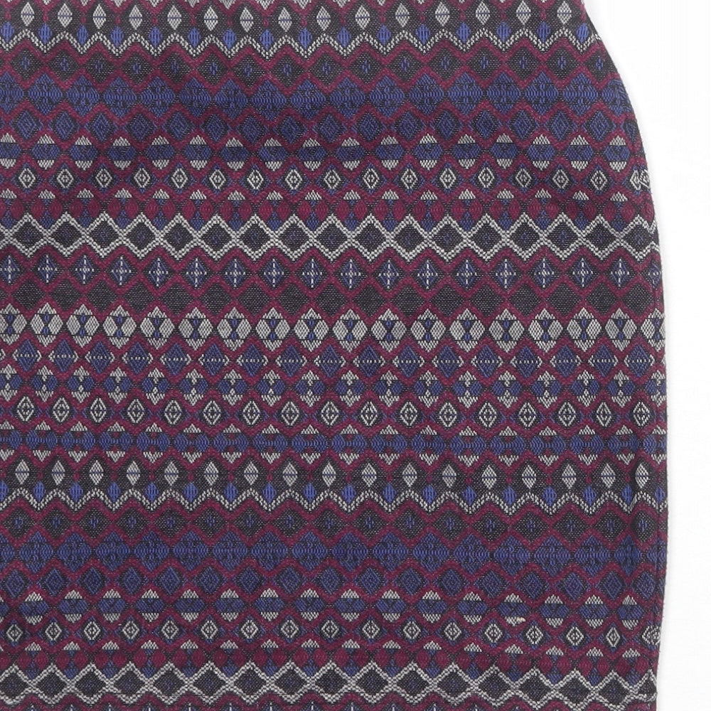 New Look Womens Multicoloured Geometric Polyester Bandage Skirt Size 10