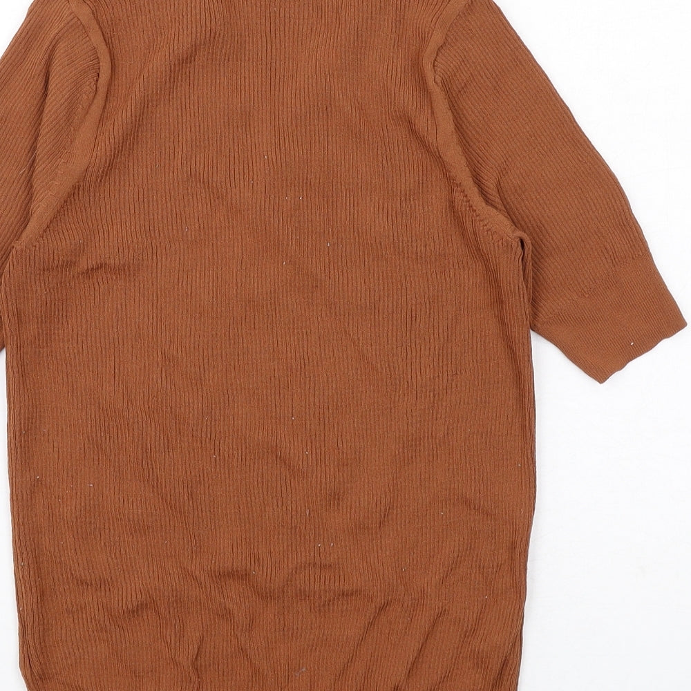 Marks and Spencer Womens Brown Viscose Basic Blouse Size 10 Collared