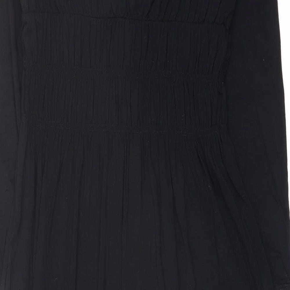 Marks and Spencer Womens Black Viscose A-Line Size 8 Scoop Neck Pullover