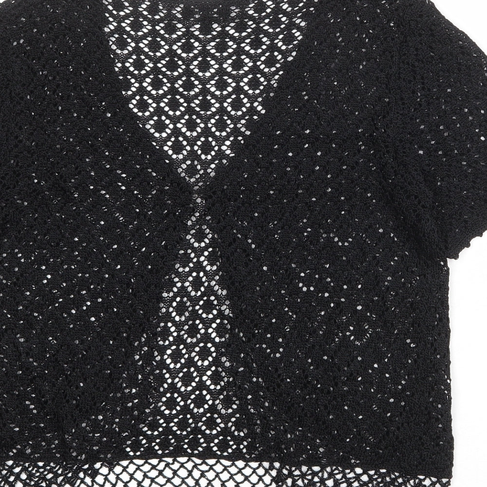 CASAMIA Womens Black V-Neck Polyester Cardigan Jumper Size M - Size M-L
