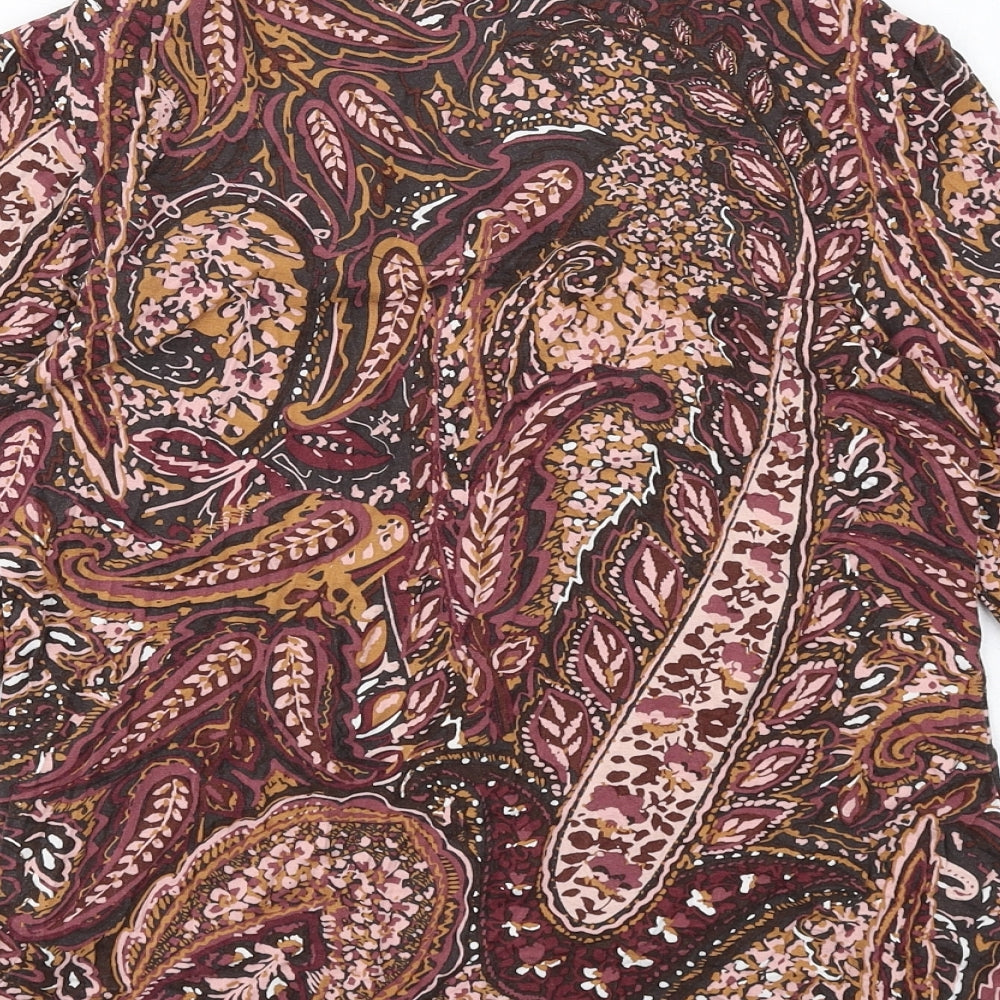 Classic Womens Multicoloured Geometric Viscose Basic Blouse Size 10 Round Neck