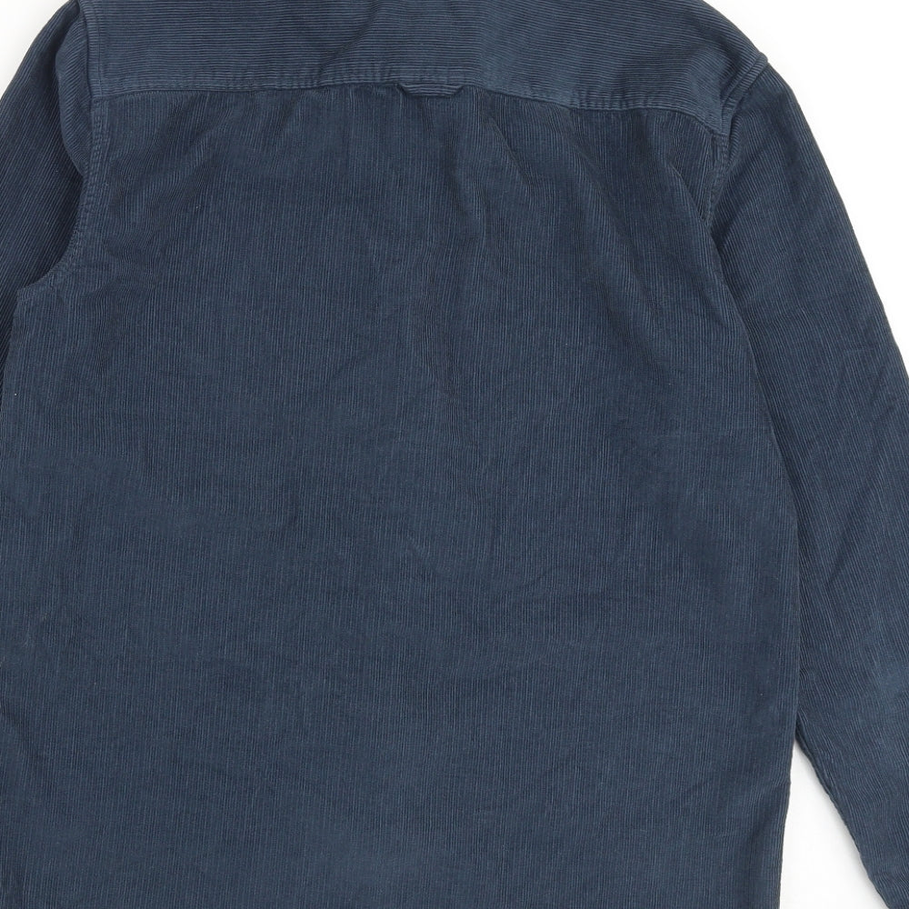 River Island Mens Blue Cotton Button-Up Size S Collared Button