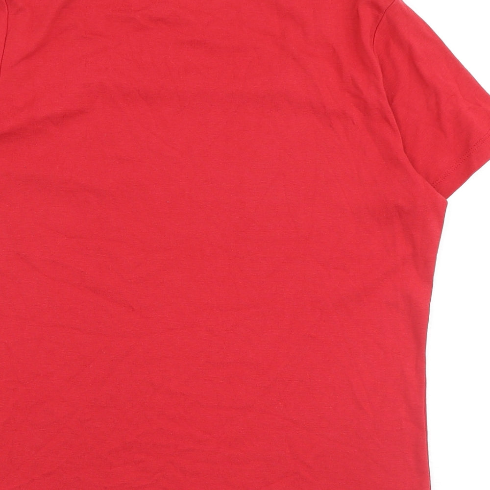 Bonmarché Womens Red 100% Cotton Basic T-Shirt Size M Square Neck