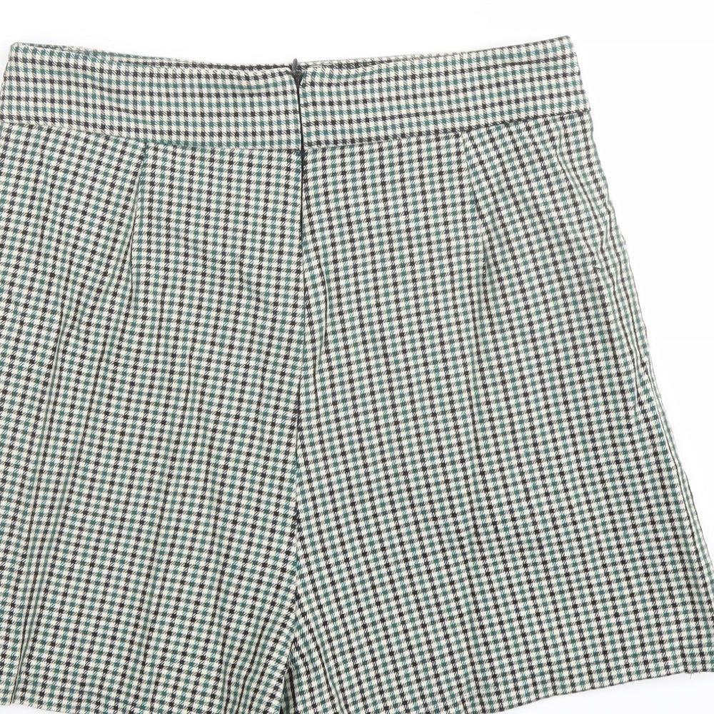 Zara Womens Green Plaid Viscose Skort Size S L3 in Regular Zip