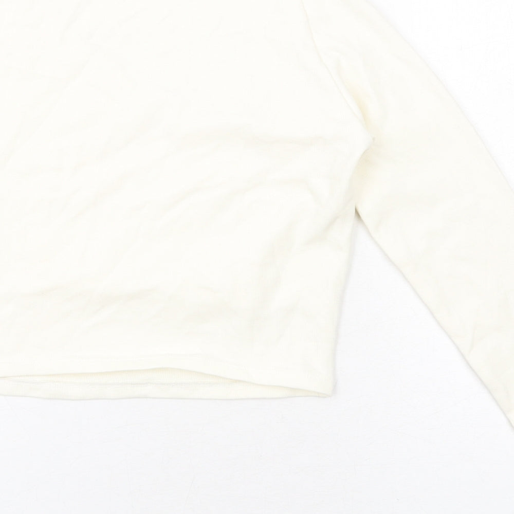Zara Womens Ivory Cotton Basic Tank Size L V-Neck - Asymmetric Neckline