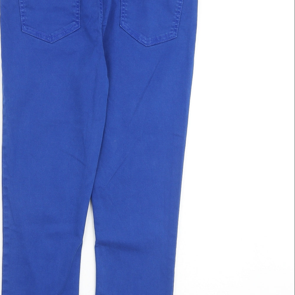 Marks and Spencer Womens Blue Cotton Tapered Jeans Size 30 in L21 in Regular Zip