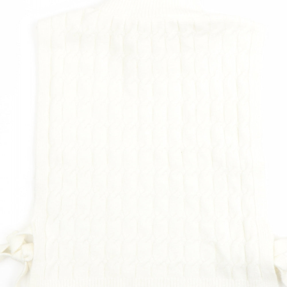 H&M Womens Ivory High Neck Polyester Vest Jumper One Size