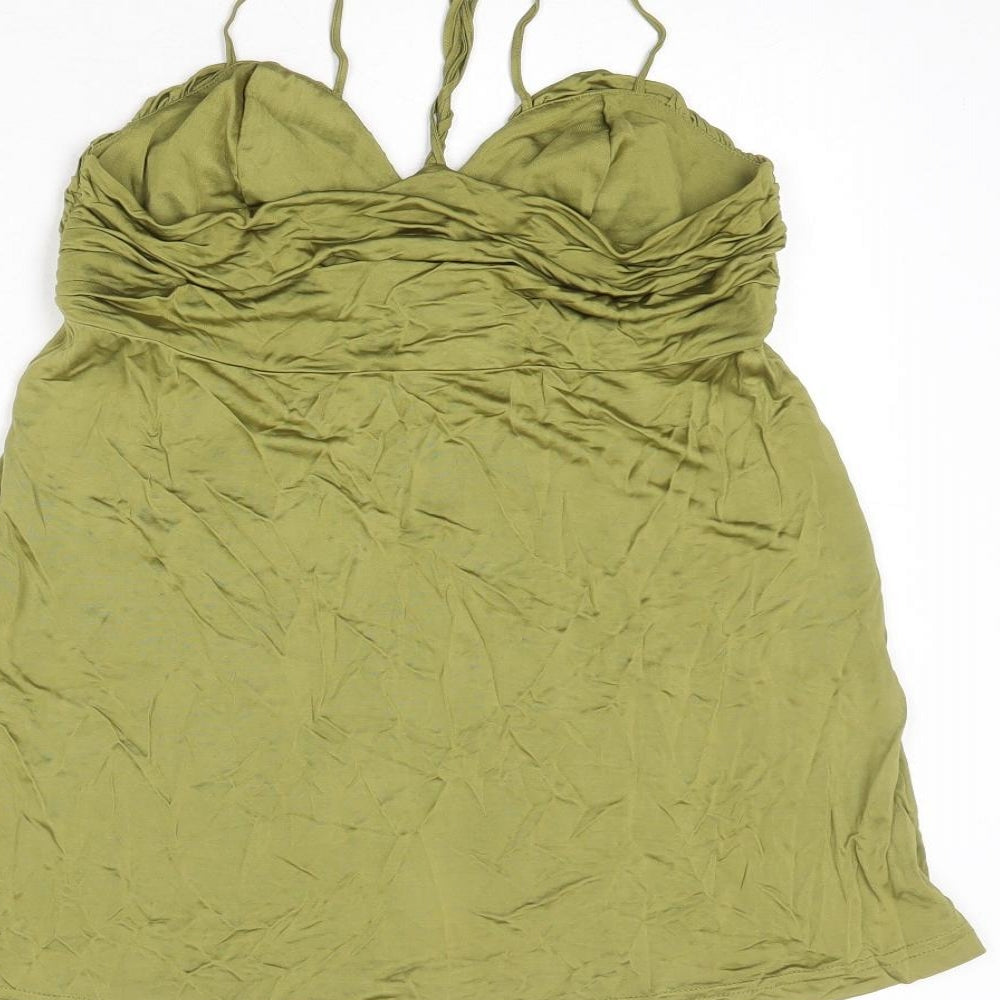 H&M Womens Green Viscose Basic Tank Size 12 Sweetheart