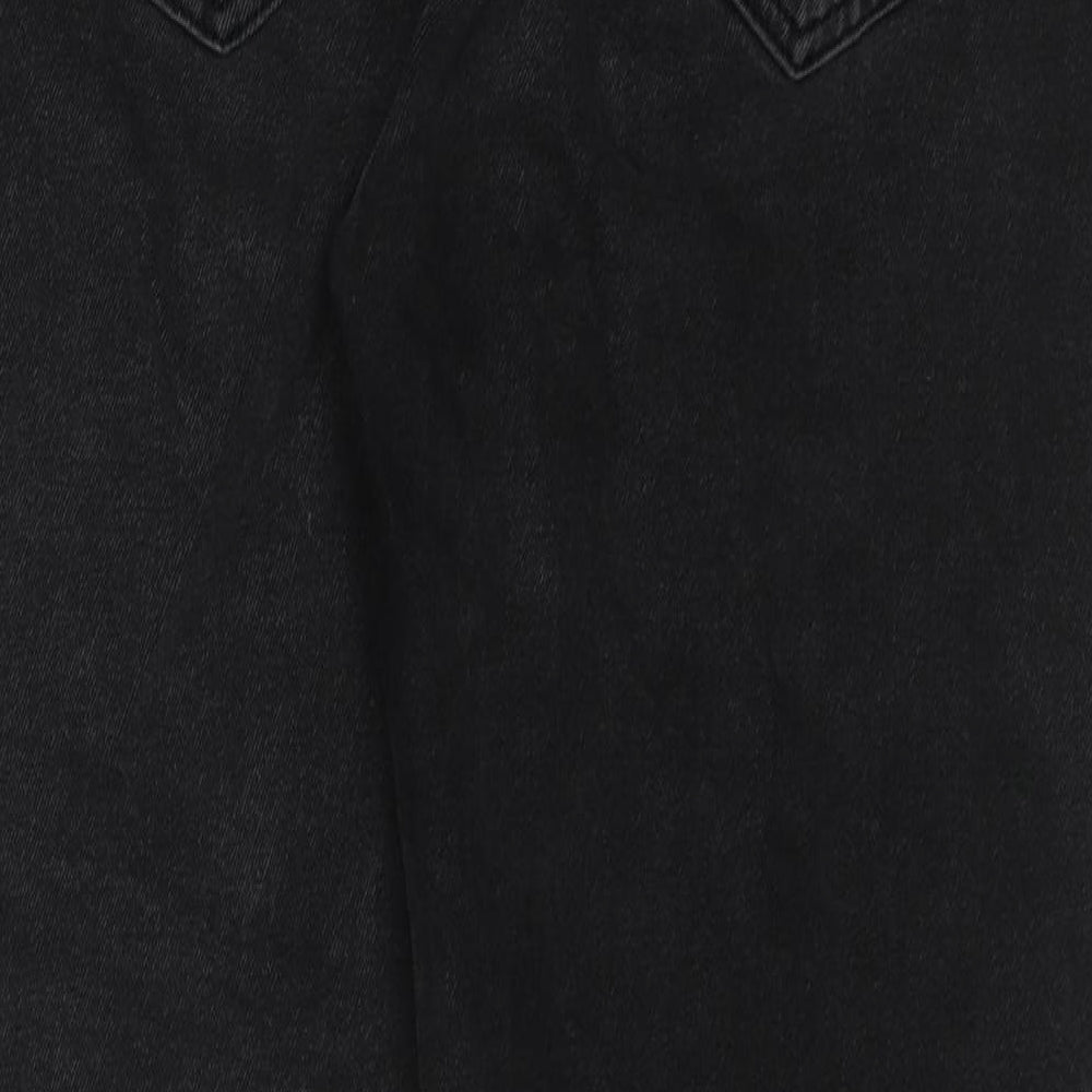 Pull&Bear Womens Black Cotton Tapered Jeans Size 14 Regular Zip - Raw Hem