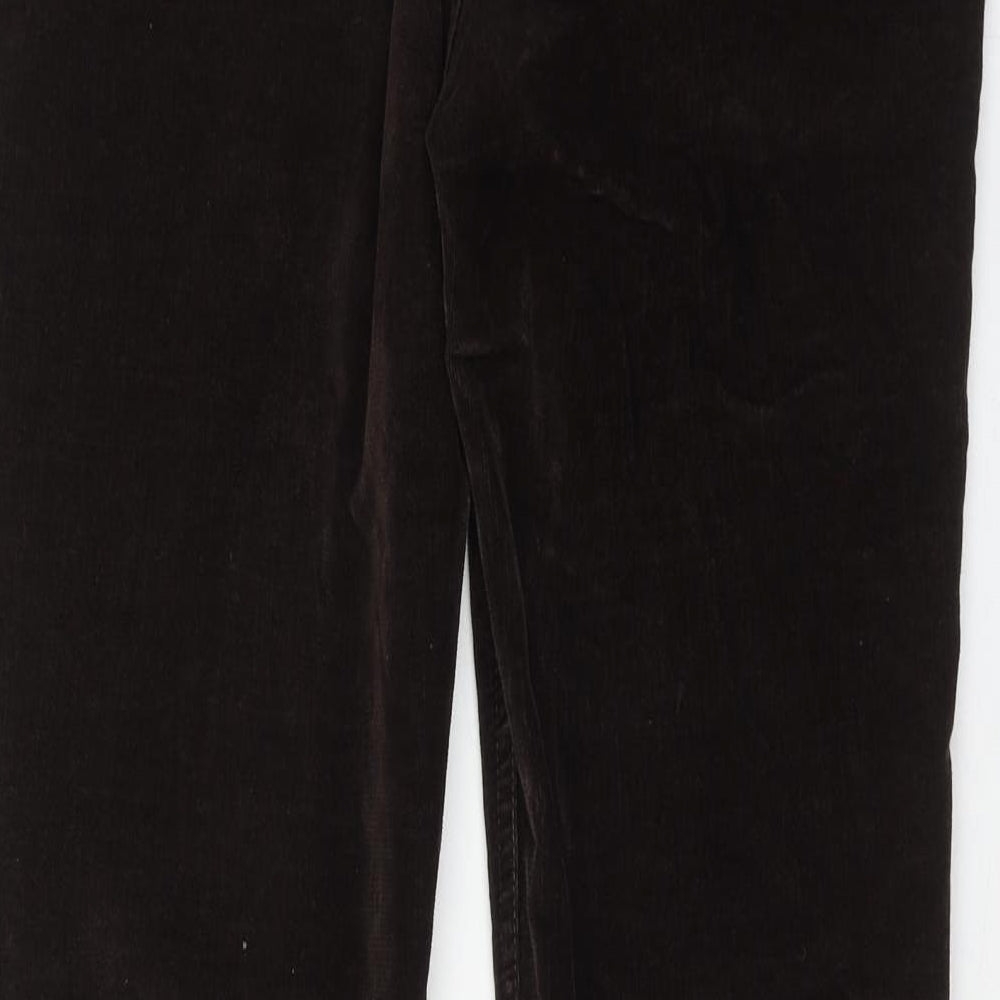 Per Una Womens Brown Cotton Trousers Size 14 L28 in Regular Zip
