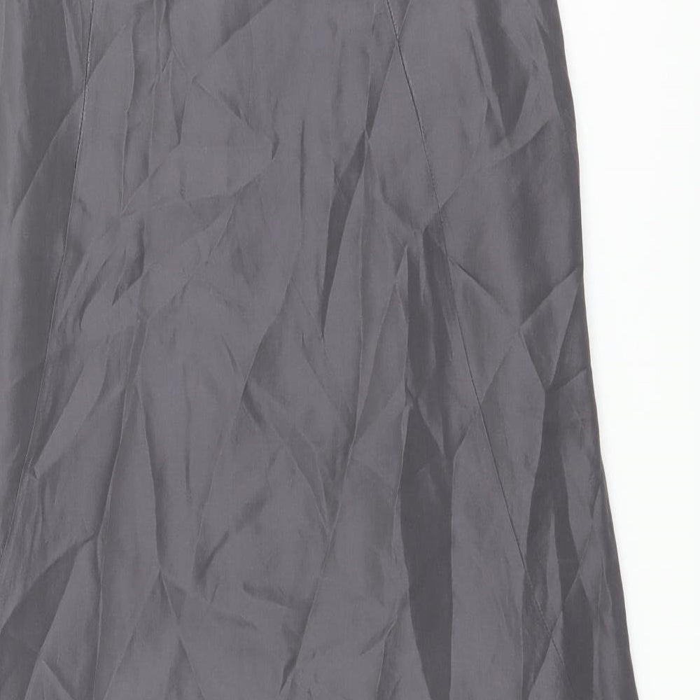 Kaliko Womens Grey Silk A-Line Size 10 Round Neck Zip