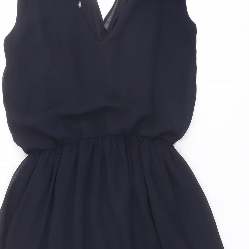 Zara Womens Blue Polyester A-Line Size M V-Neck Pullover