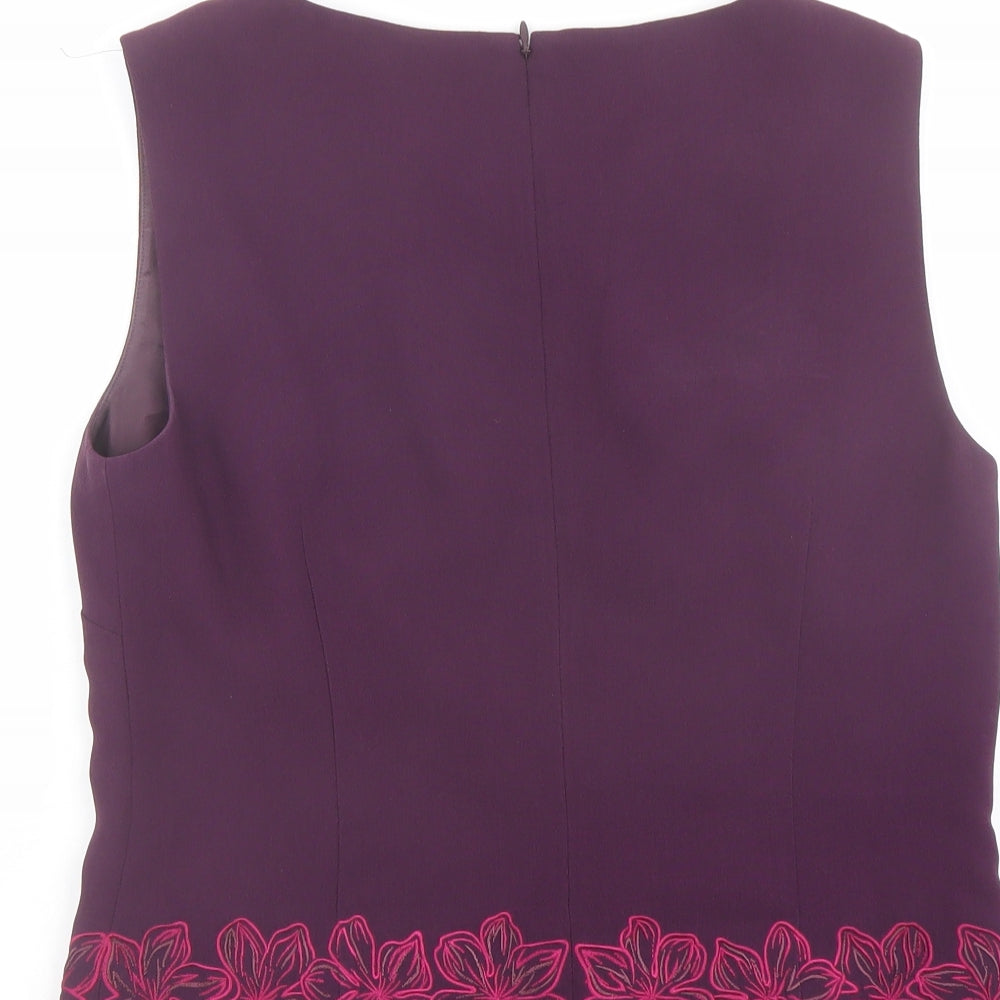 Country Casuals Womens Purple Polyester Basic Blouse Size 10 V-Neck - Hem Detail