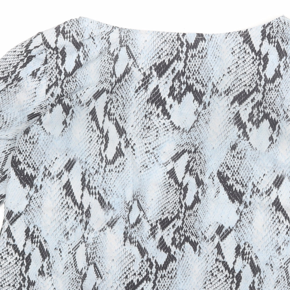 Damsel in a Dress Womens Blue Animal Print Polyester Basic T-Shirt Size 12 Boat Neck - Snake Print