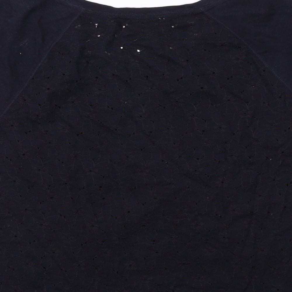 Per Una Womens Blue Cotton Basic T-Shirt Size 12 Round Neck
