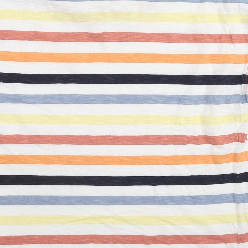 NEXT Womens Multicoloured Striped Cotton Basic T-Shirt Size 14 Round Neck