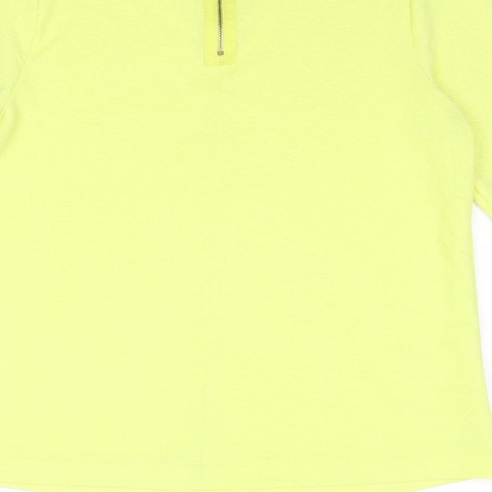 Marks and Spencer Womens Yellow Polyester Basic Blouse Size 12 Round Neck