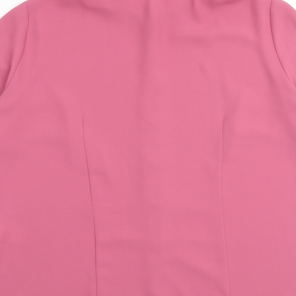 Marks and Spencer Womens Pink Polyester Basic Button-Up Size 16 Collared