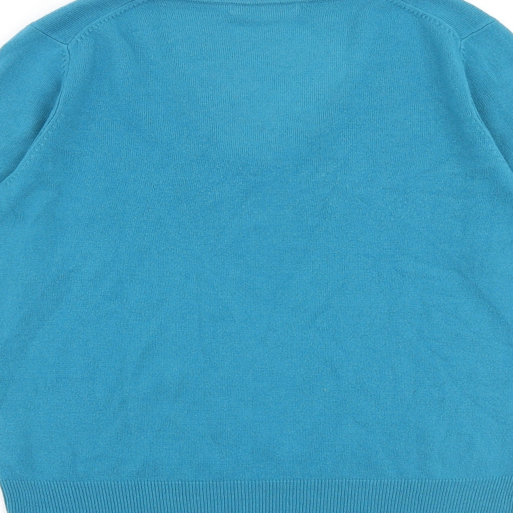 Marks and Spencer Womens Blue V-Neck Acrylic Pullover Jumper Size 10