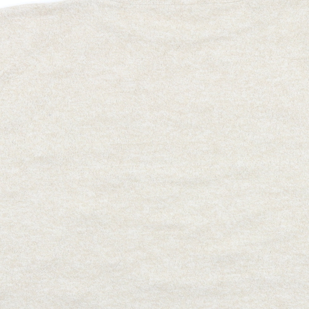 Zara Womens Beige Polyester Basic Blouse Size M Crew Neck - Pearl Detail