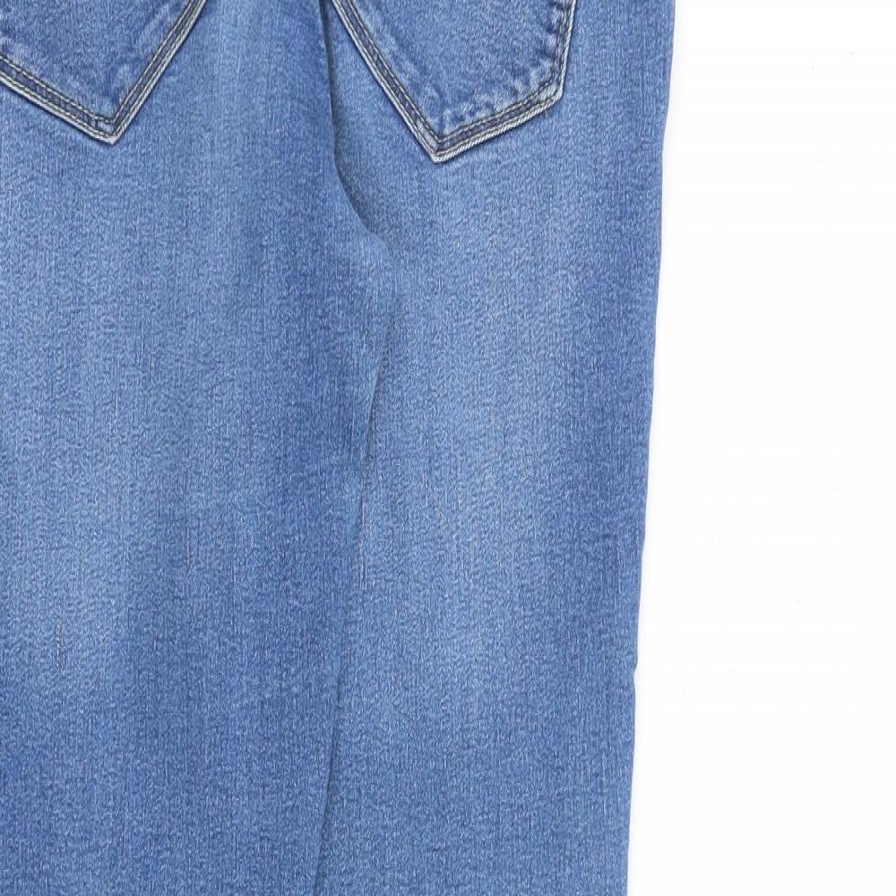 H&M Womens Blue Cotton Skinny Jeans Size 14 L30 in Regular Zip