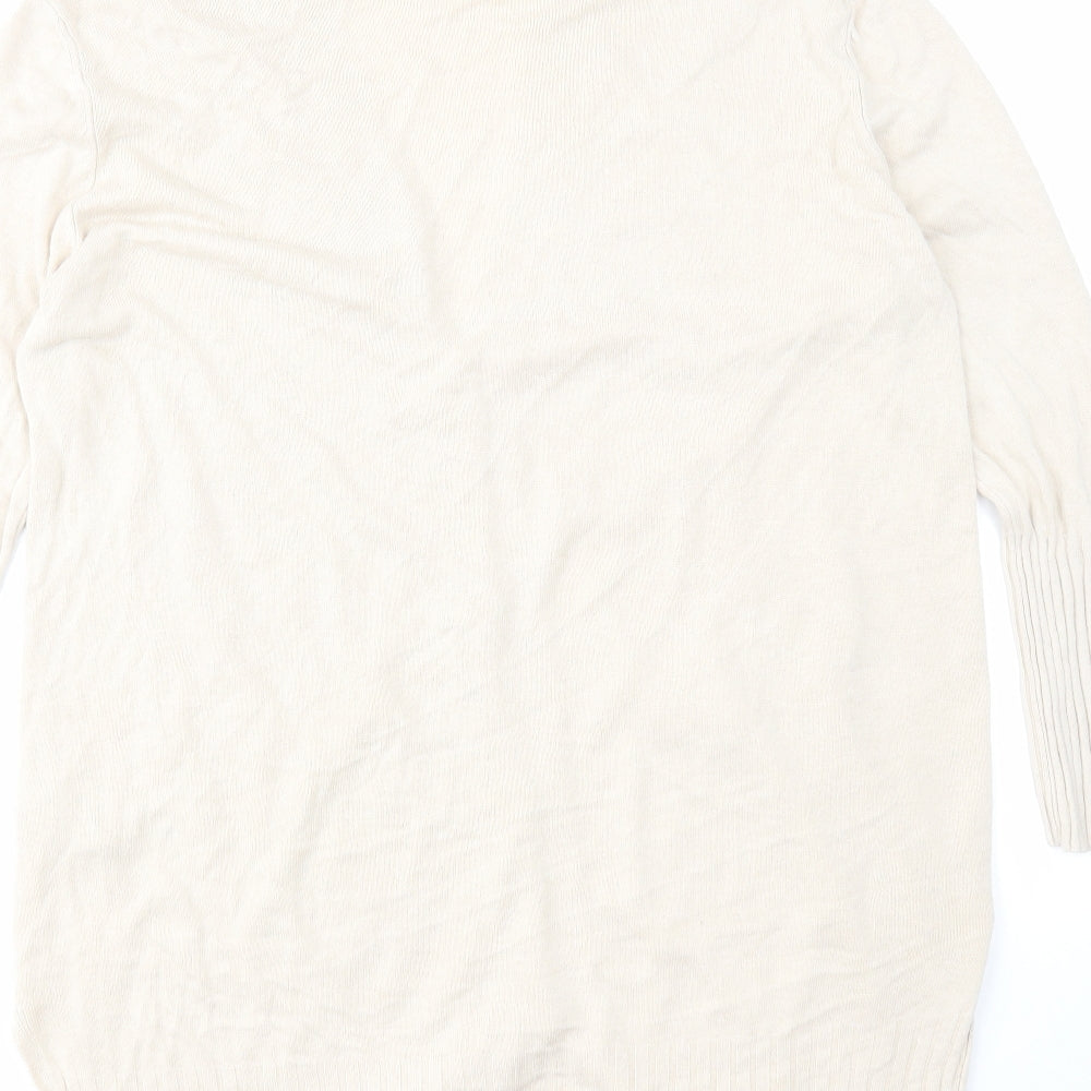 Marks and Spencer Womens Beige V-Neck Linen Cardigan Jumper Size L